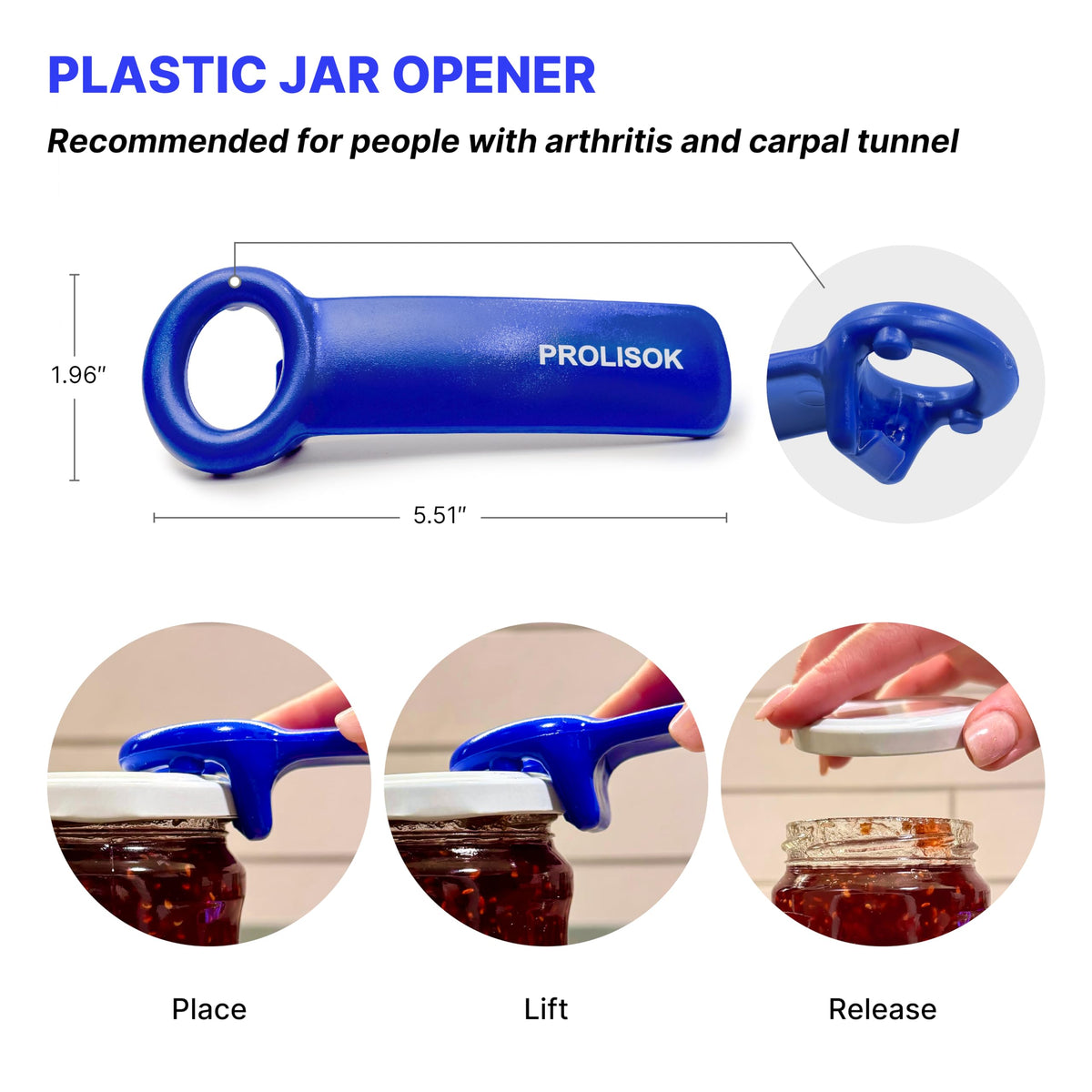 PROLISOK jar opener ergonomic grip supports arthritic hands