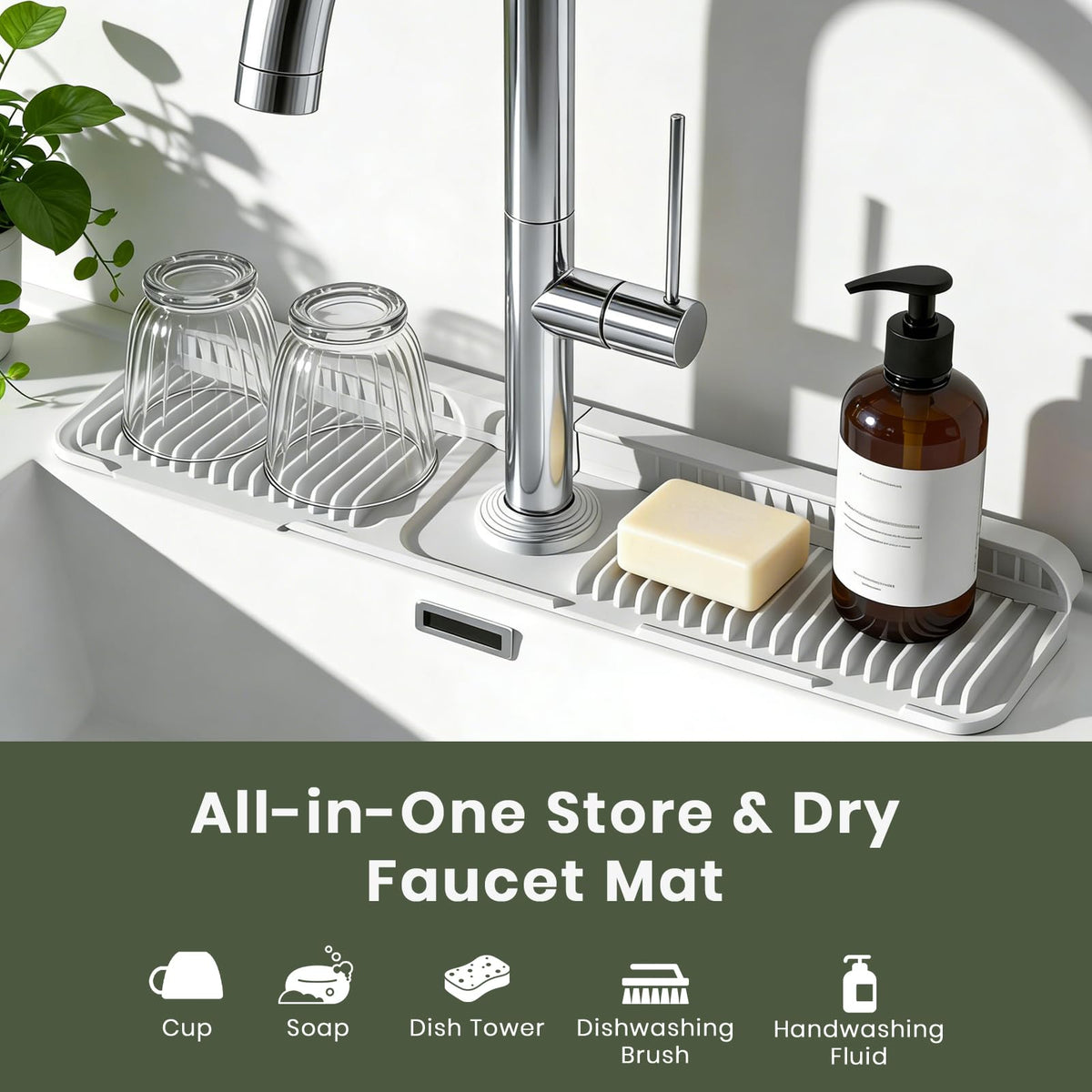 Prolixity silicone sink mat with non-slip base stays in place during daily use.
