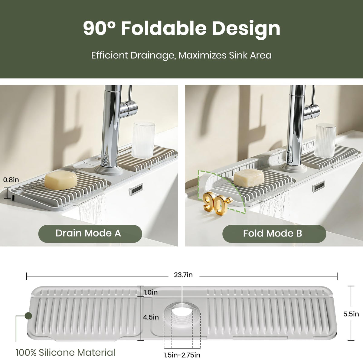 Prolixity kitchen sink mat for versatile use with sponges and brushes.
