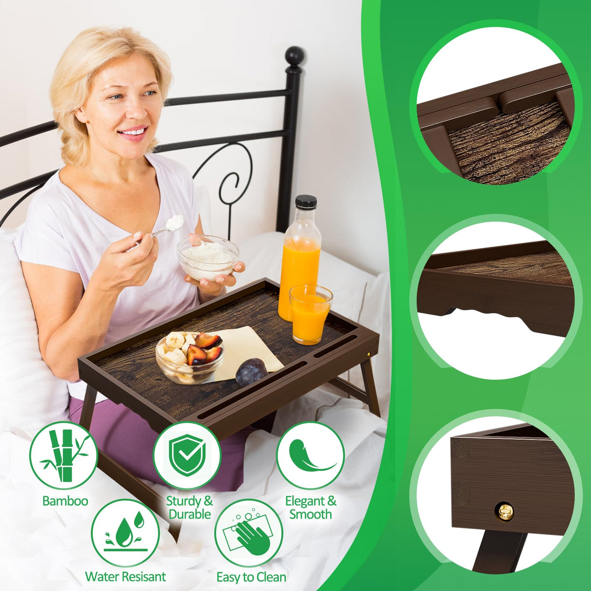 PROMITOP detachable device stand holds tablet, phone, or e-reader during meals or browsing.