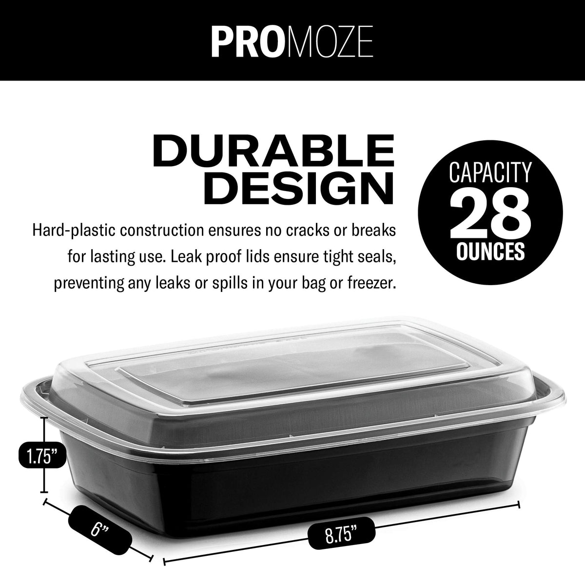 PROMOZE freezer-safe storage box preserves flavor, color, and texture during freezing.