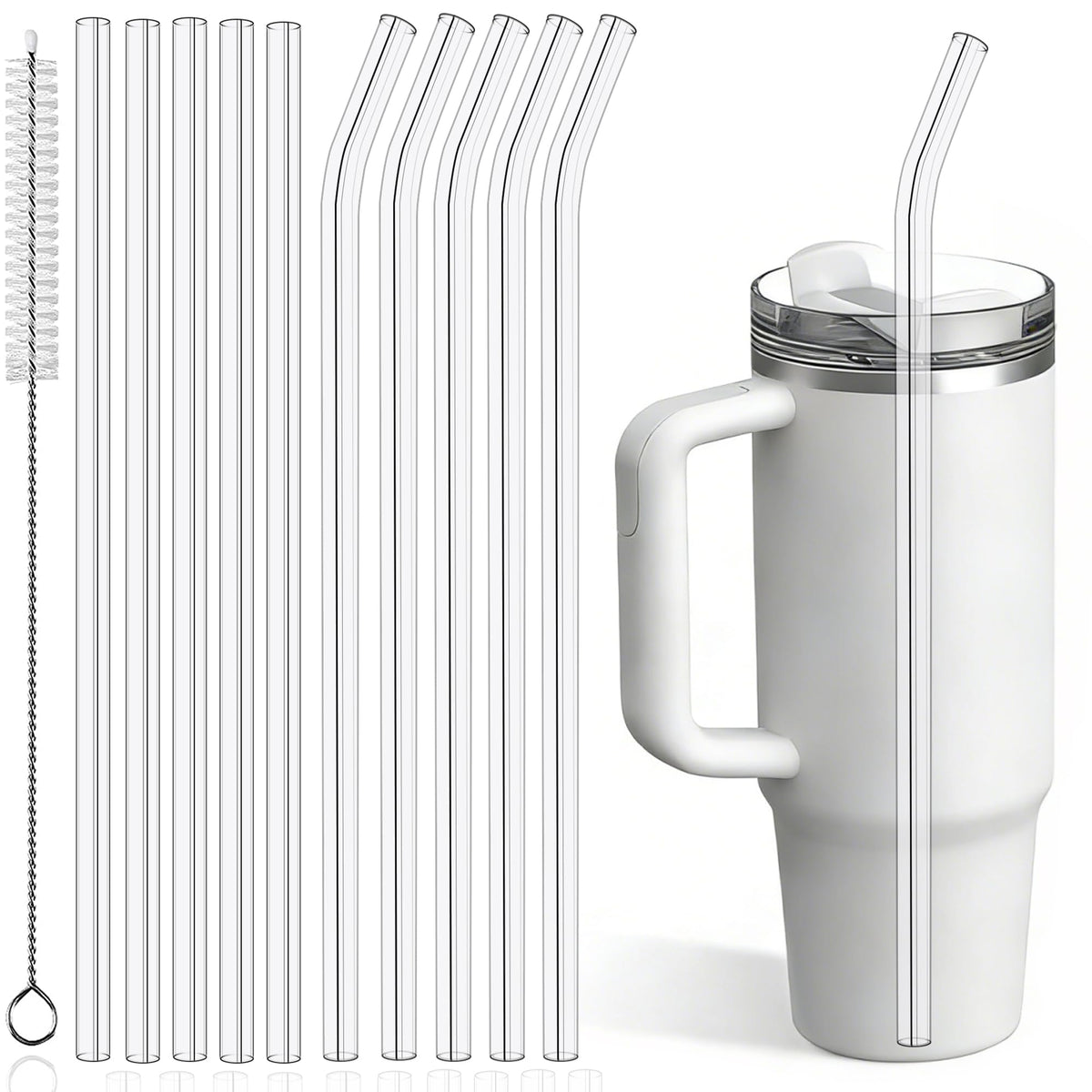 PROOCI 12-inch crystal-clear straw with Stanley and Yeti, ideal for smoothies.