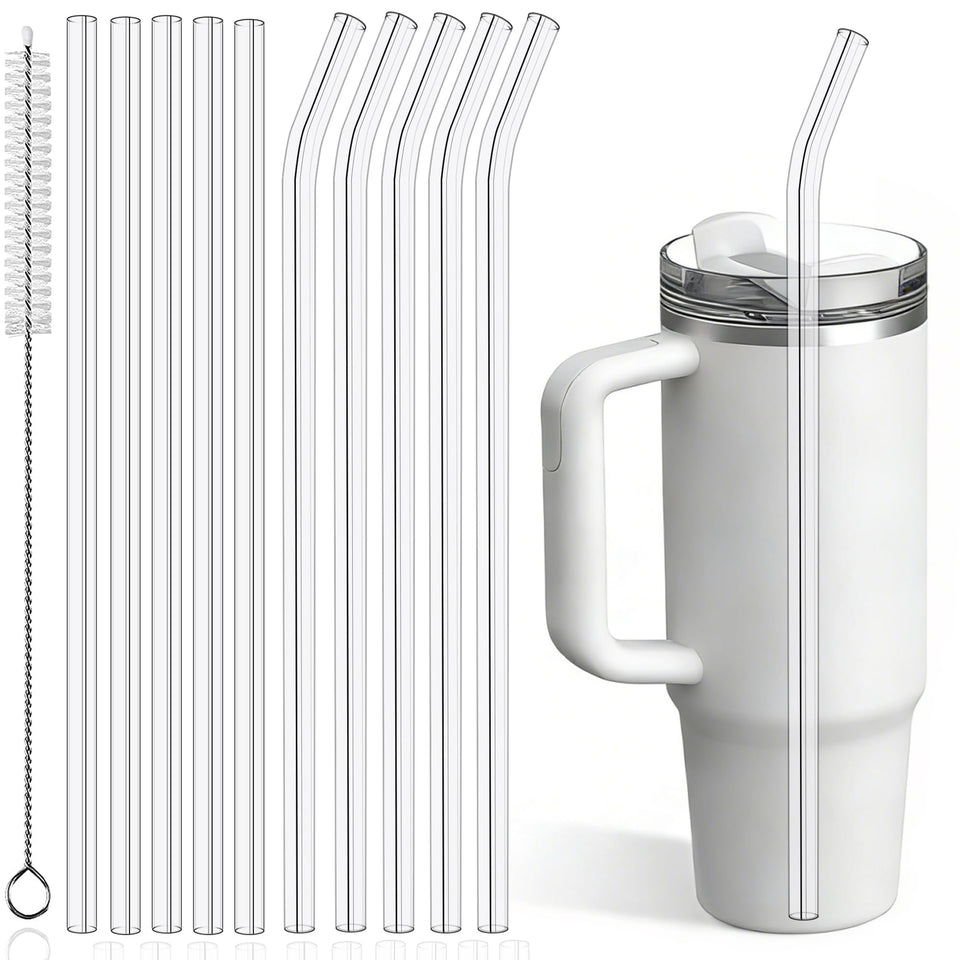 PROOCI 12-inch crystal-clear straw with Stanley and Yeti, ideal for smoothies.