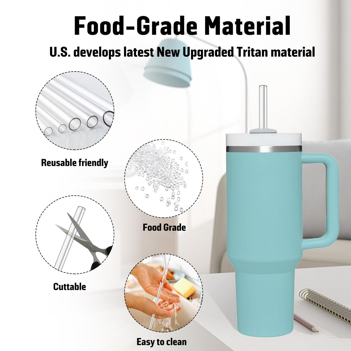 PROOCI heat-resistant straw up to 200F, supports hot and cold drinks.