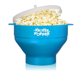 PROPER POPPER turquoise microwave popper ready for quick at-home snacking