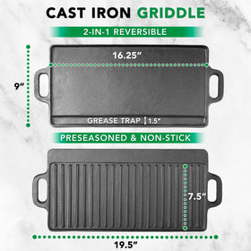 ProSource 2-in-1 griddle ridged side burgers with grill marks.