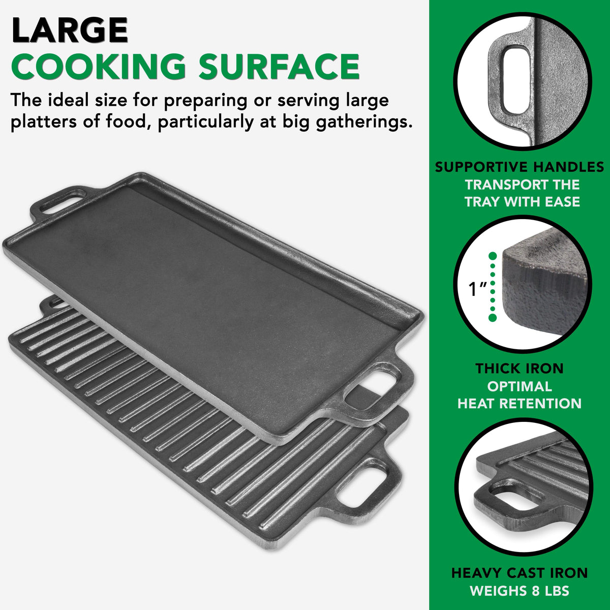 ProSource 2-in-1 griddle ridged side steaks for a perfect sear.