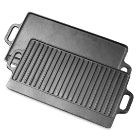 ProSource 2-in-1 griddle smooth side eggs for quick breakfasts and easy non-stick cooking.