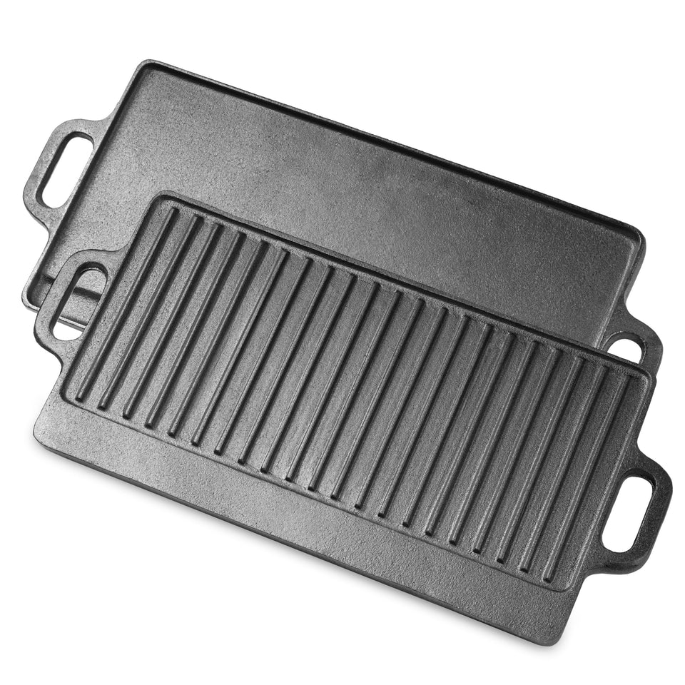 ProSource 2-in-1 griddle smooth side eggs for quick breakfasts and easy non-stick cooking.