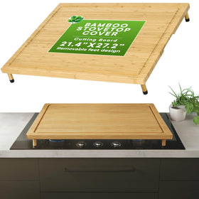 Prosumer's Choice bamboo stove top cover with adjustable legs provides a stable prep surface.