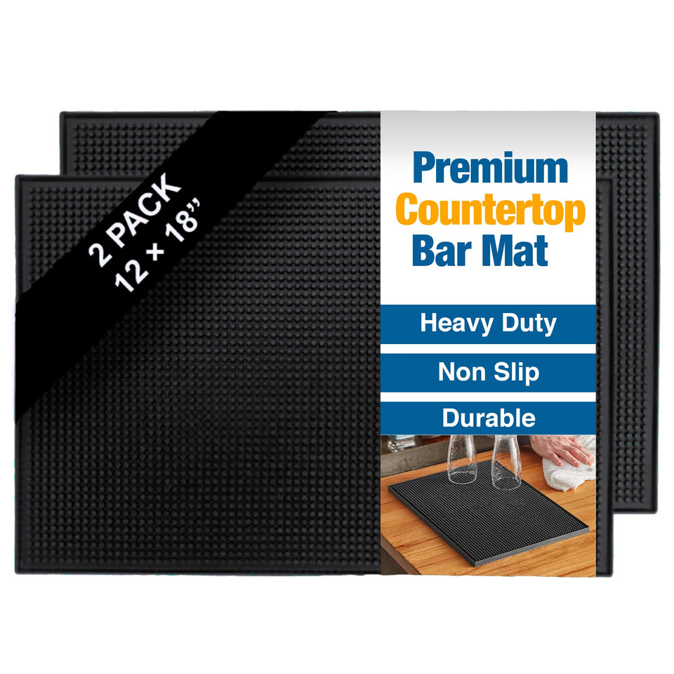 ProTensils rubber bar mat on countertop protects surfaces from spills.