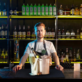 Stylish black matte finish complements any bar decor.