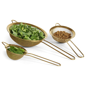 Proto Future strainer set 5-5inch fine mesh gold ideal for vegetables and rice rinsing.