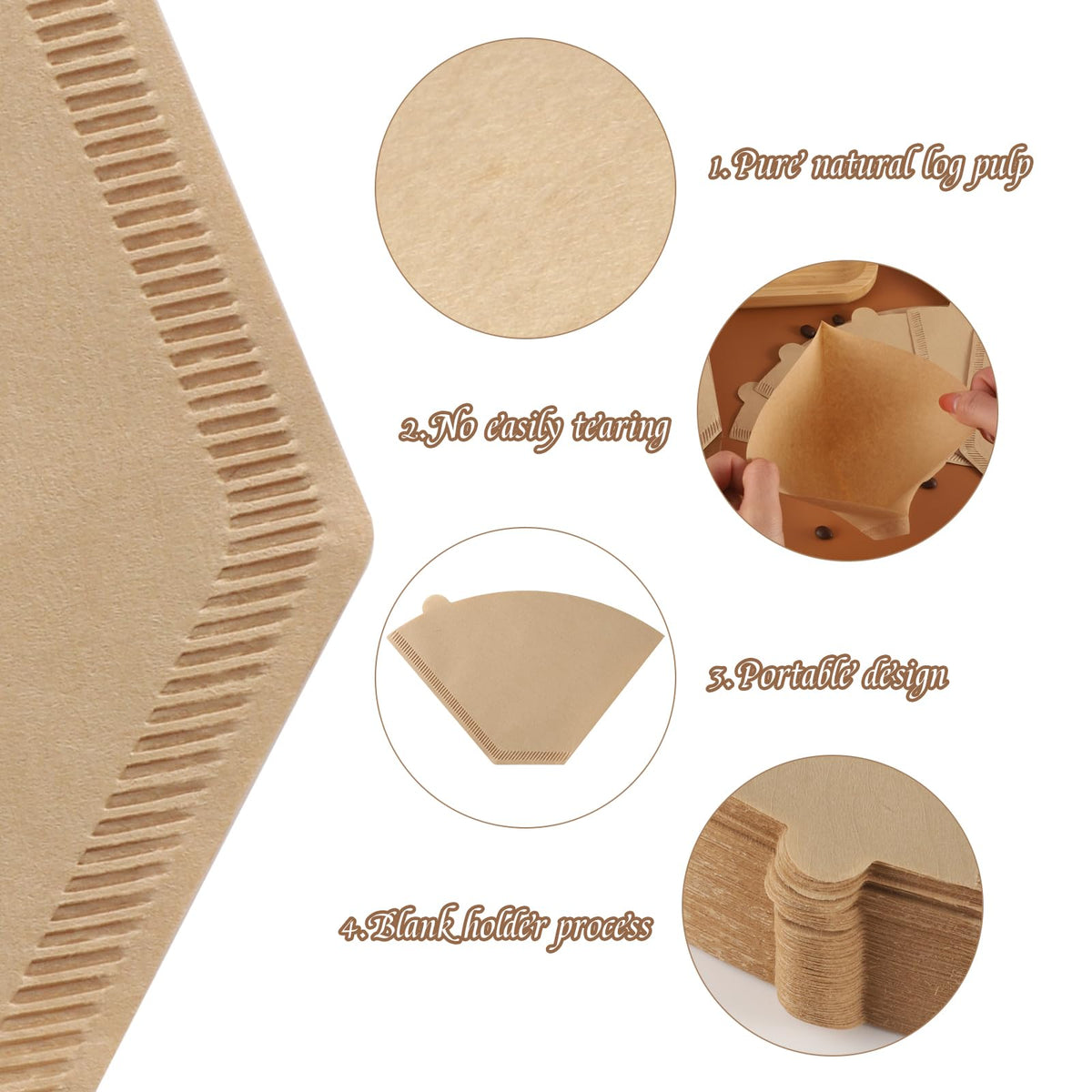 Prudiut cone filter paper demonstrates 8–12 cup capacity for most baskets.