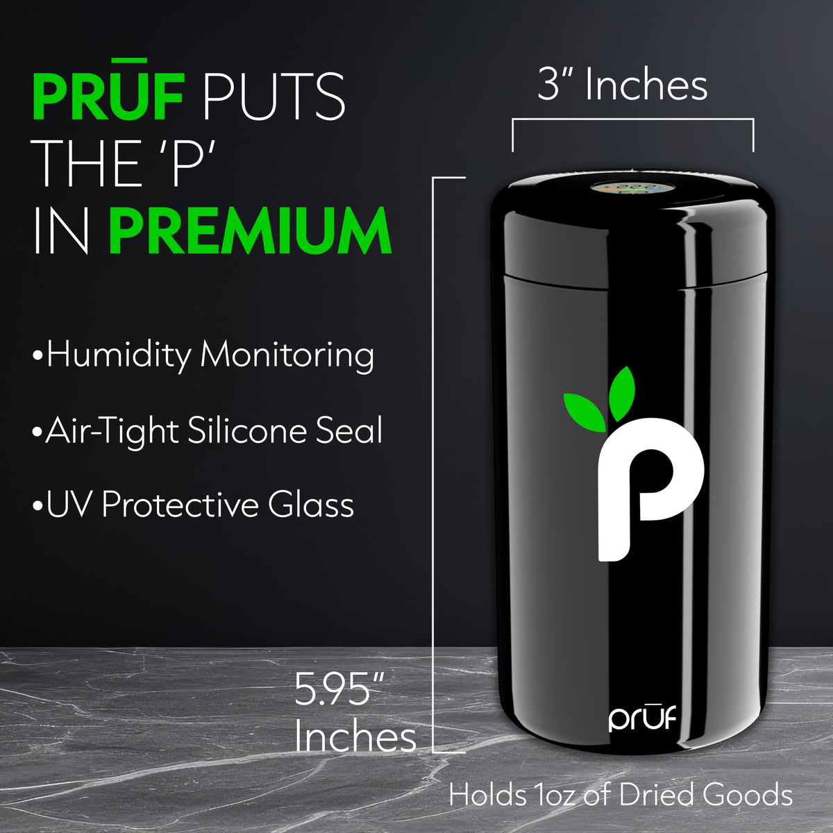 Prūf storage jar enabling aroma-preserving storage for herbs, coffee, and tea