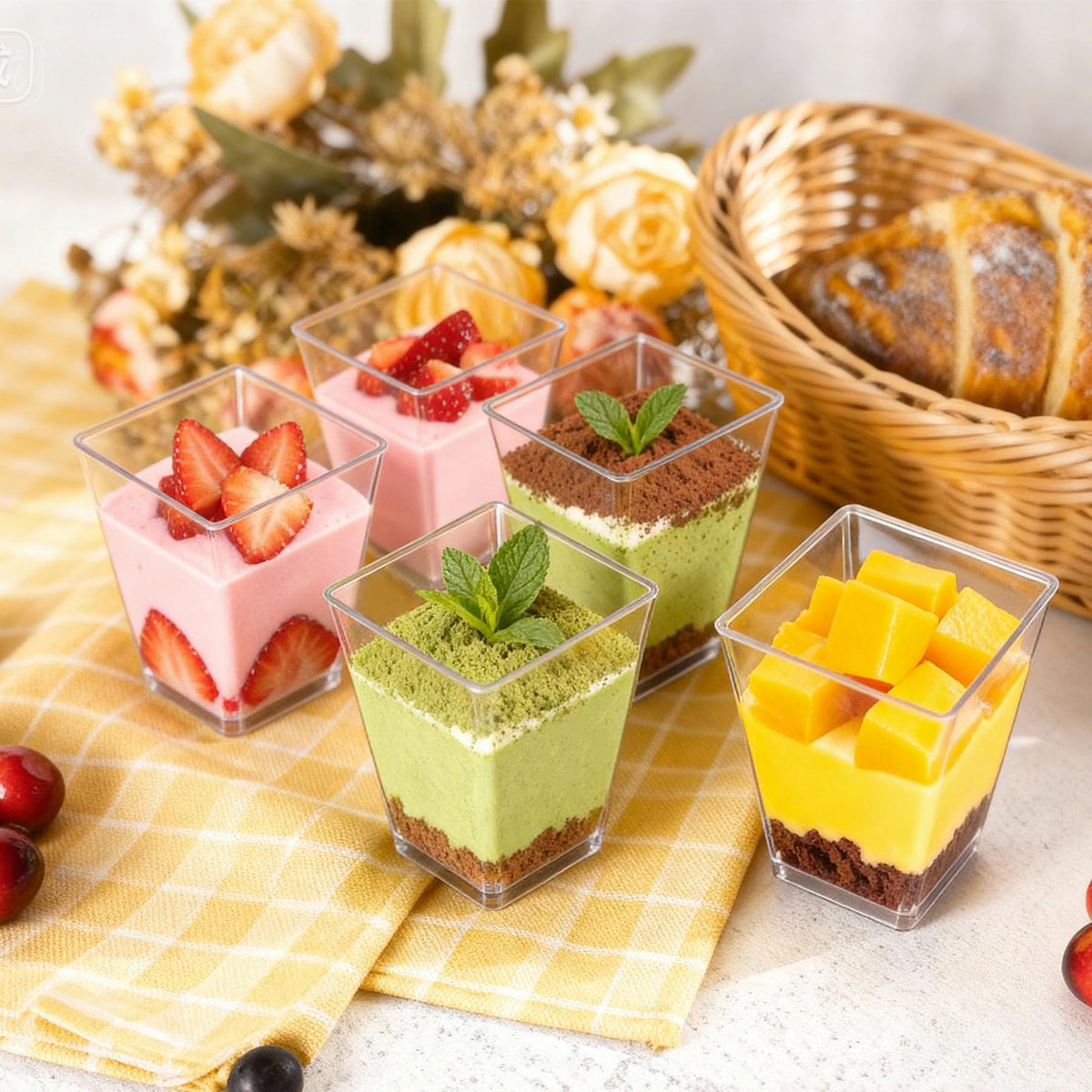 Pryntono bulk dessert cups with lids and spoons simplifying party prep