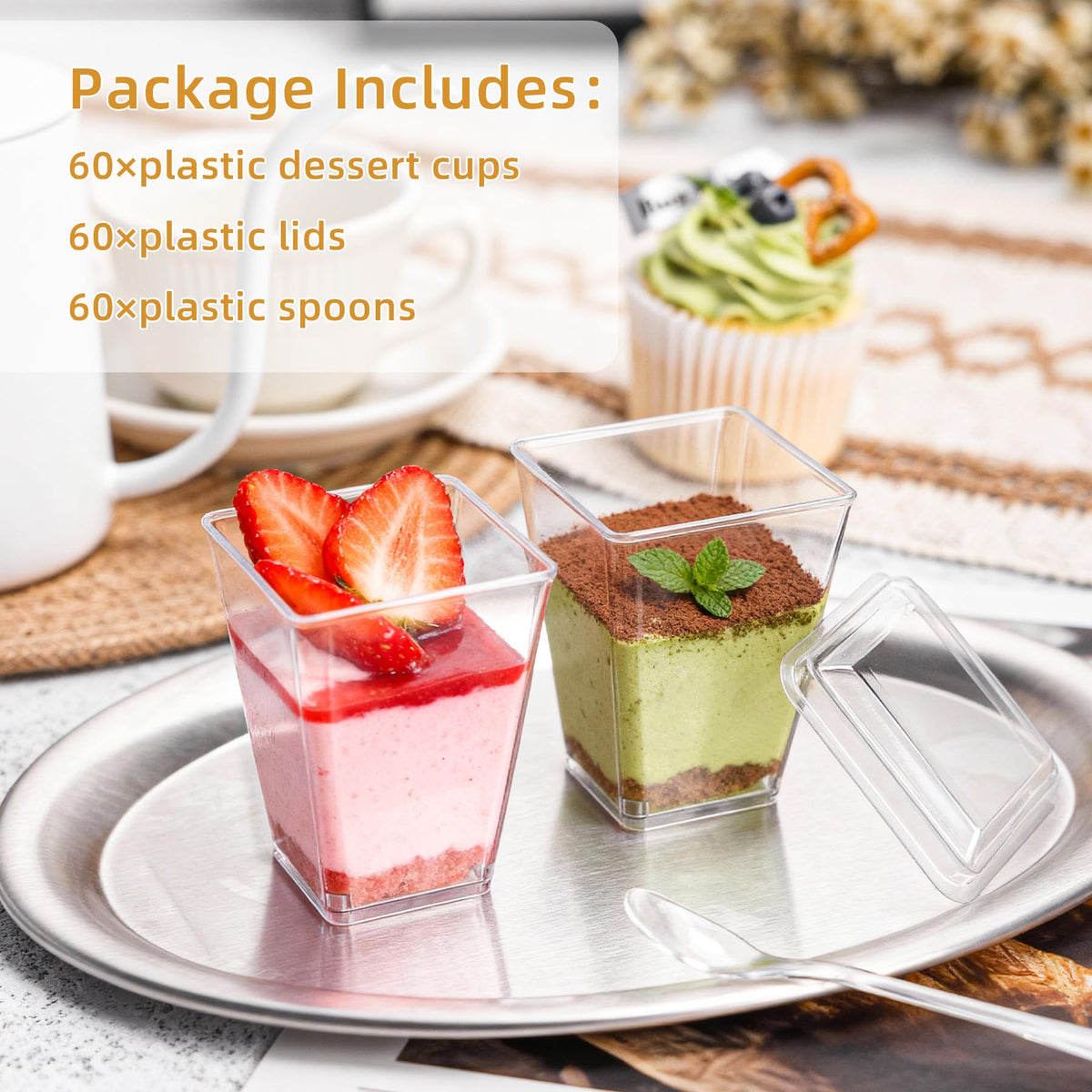 Pryntono clear dessert cups for fruit and pudding presentations