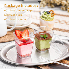 Pryntono clear dessert cups for fruit and pudding presentations