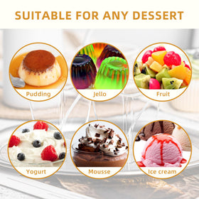 Pryntono stackable dessert cups with lids and spoons for easy storage