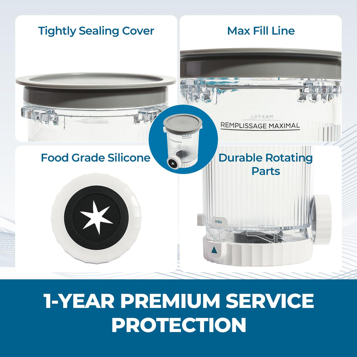 Psasrm Dishwasher-safe pint lids simplify cleaning after use.