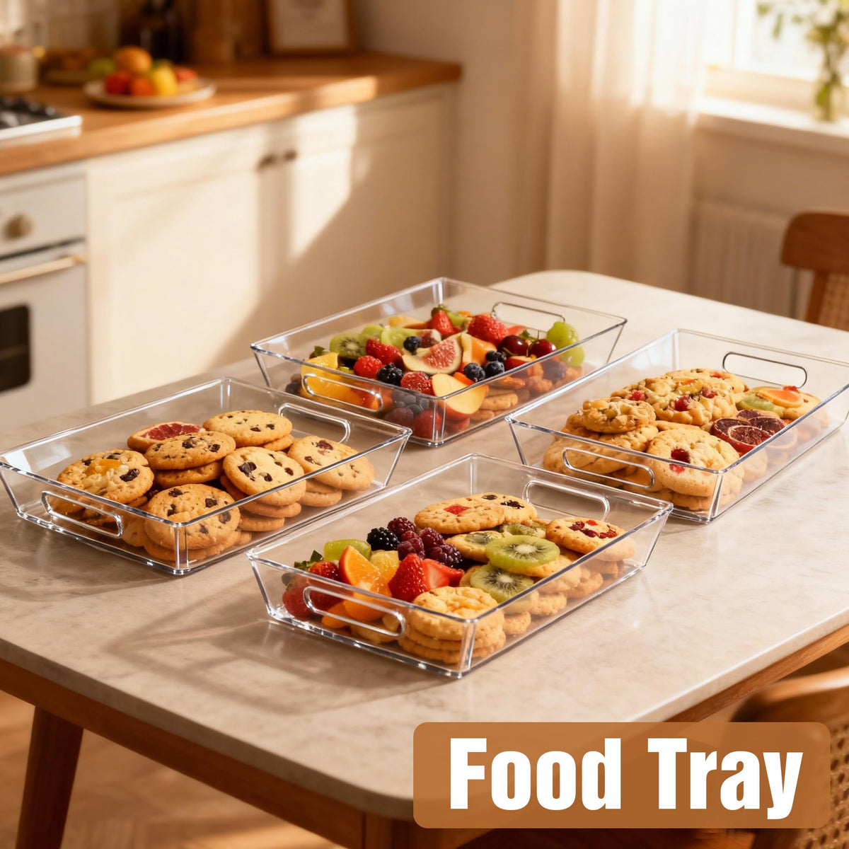 PSFTREY clear tray enhancing display on a coffee table