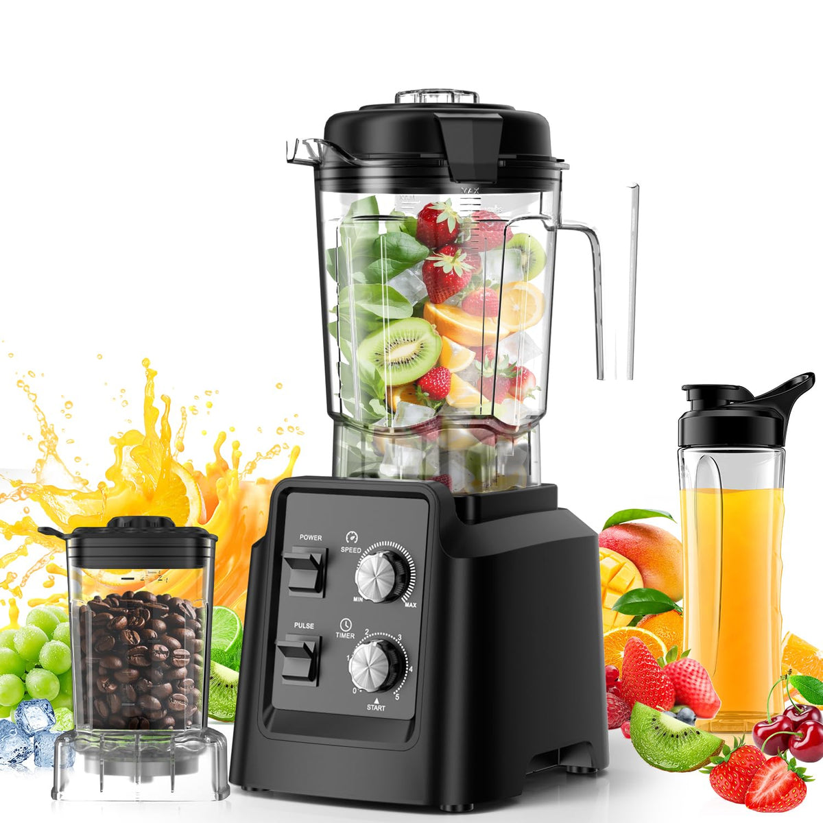 PSIIDAN blender with self-cleaning and dry grinder, 68oz jar for smoothies