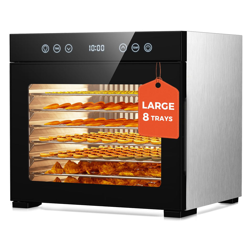 PSIIDAN dehydrator with 8 trays in front view for family-friendly snack prep