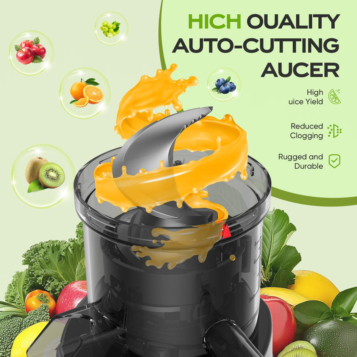 PSIIDAN operates quietly with a large 1.2L juice container for family batches.