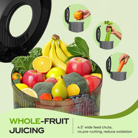 PSIIDAN slow-masticating juicer at 65 RPM preserves flavor and aroma.