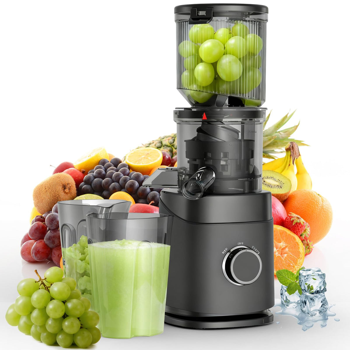 PSIIDAN juicer with wide 4.5-inch chute saves prep time.