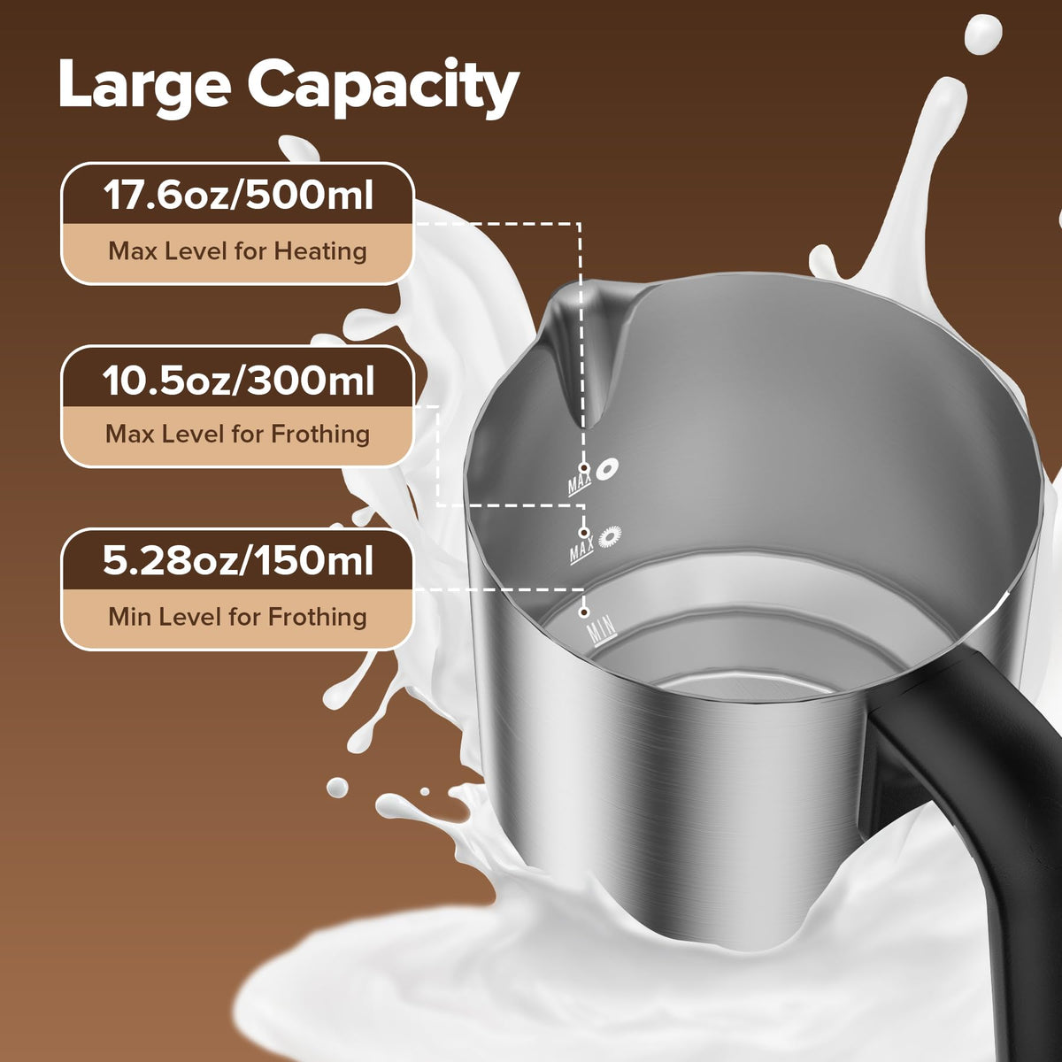 PSIIDAN milk frother warm foam close-up with creamy texture