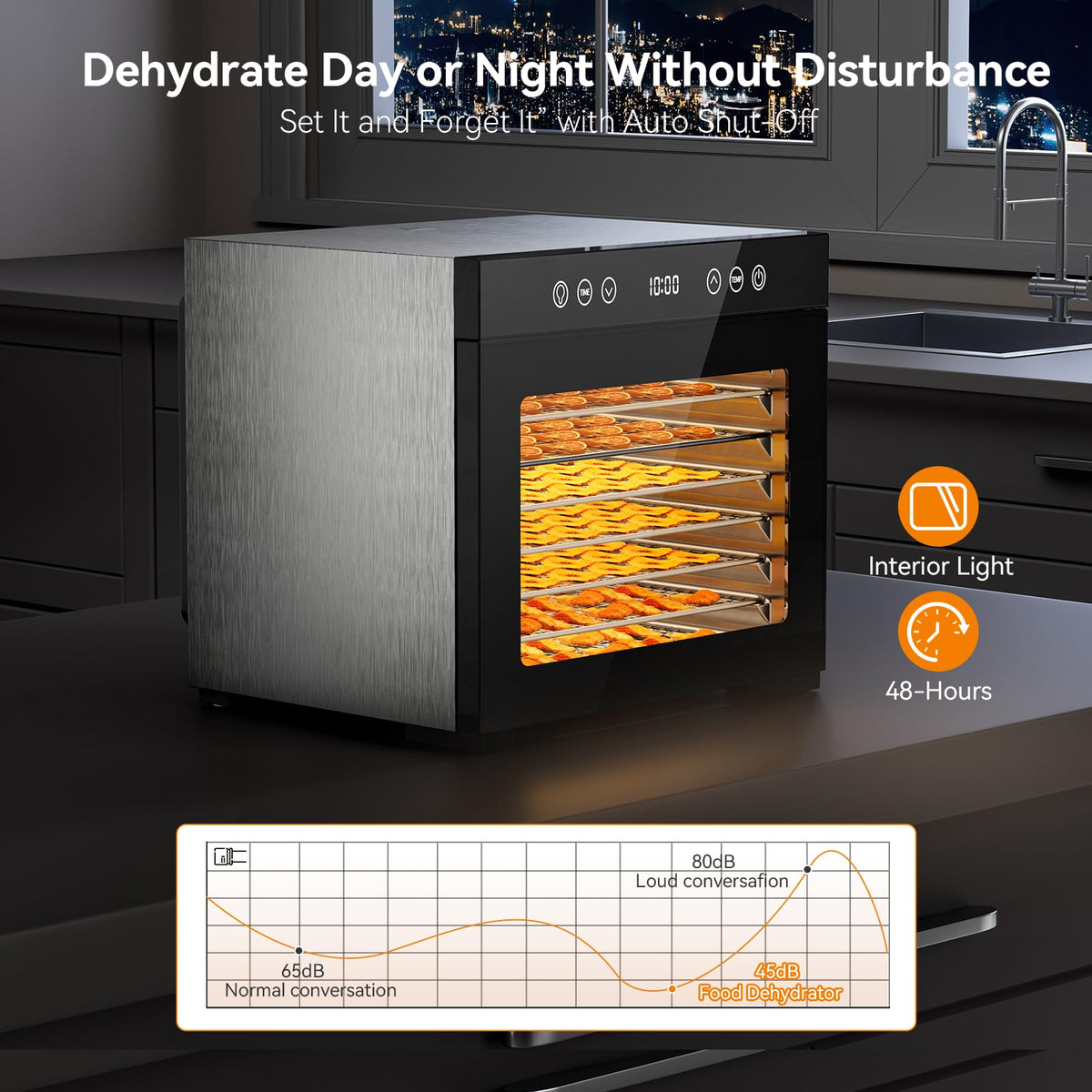 PSIIDAN dehydrator quiet operation for snacks without disruption