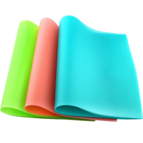 PSISO refrigerator mats shelf liner on a fridge shelf for neat organization