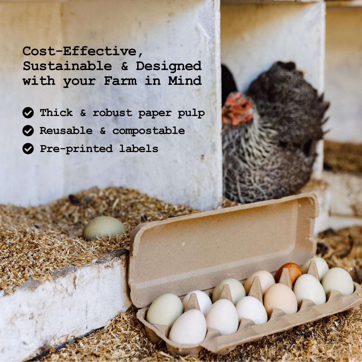 PTCOM Hatortempt recycled paper pulp material for sustainable egg cartons