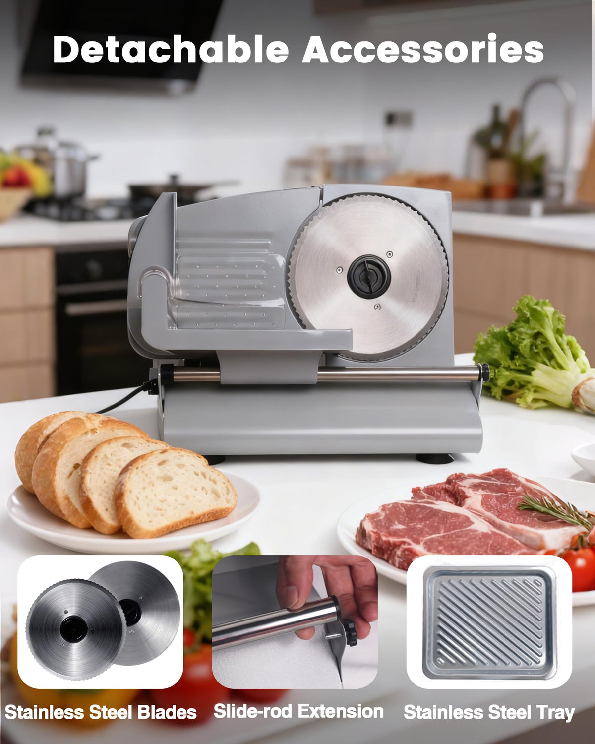Child lock and non-slip feet enhance kitchen safety.