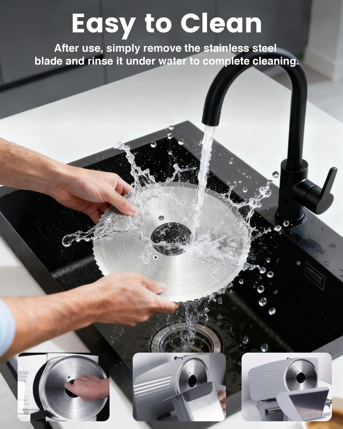 Detachable parts support thorough cleaning and sanitation.