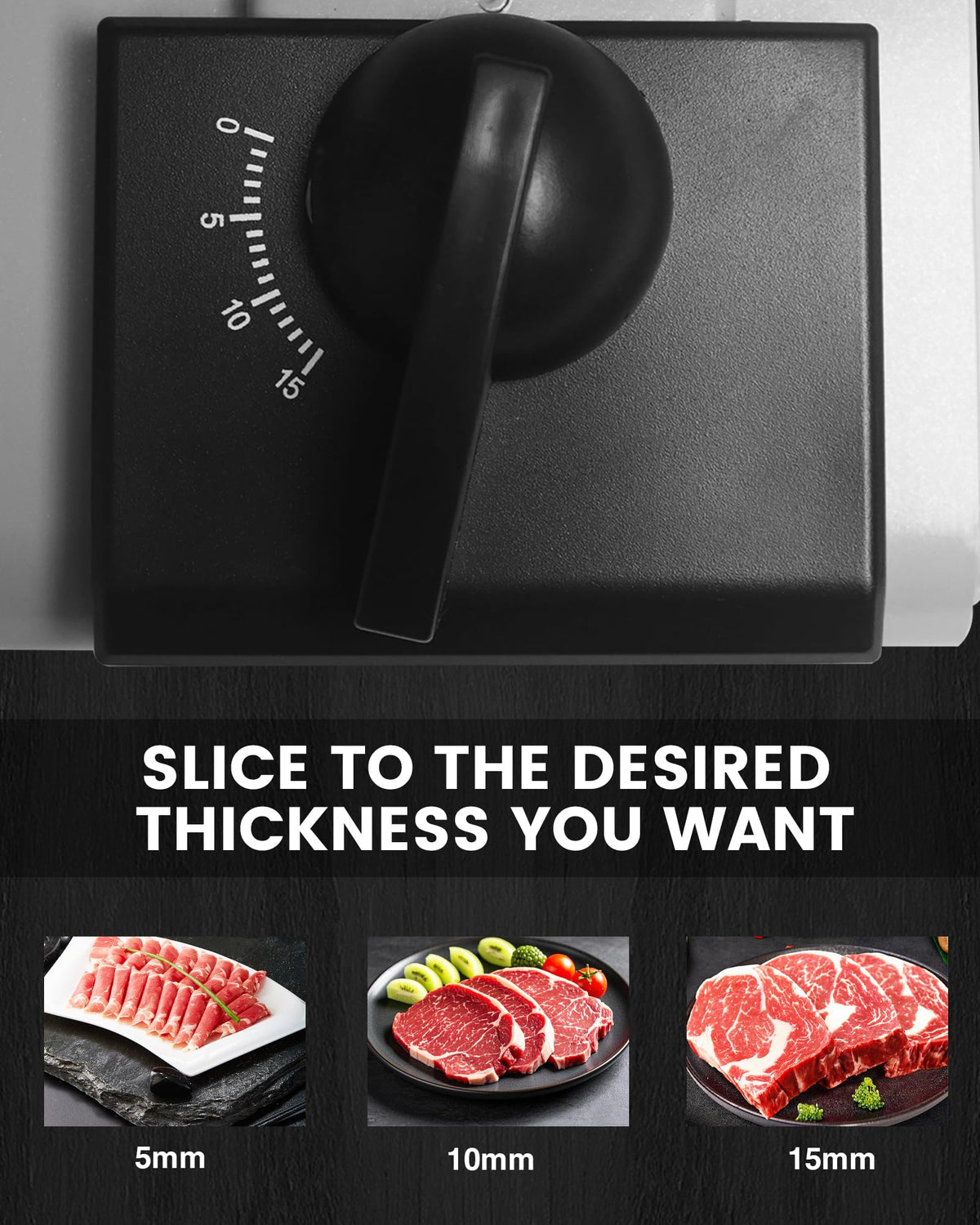 Removable tray keeps sliced portions organized for serving.