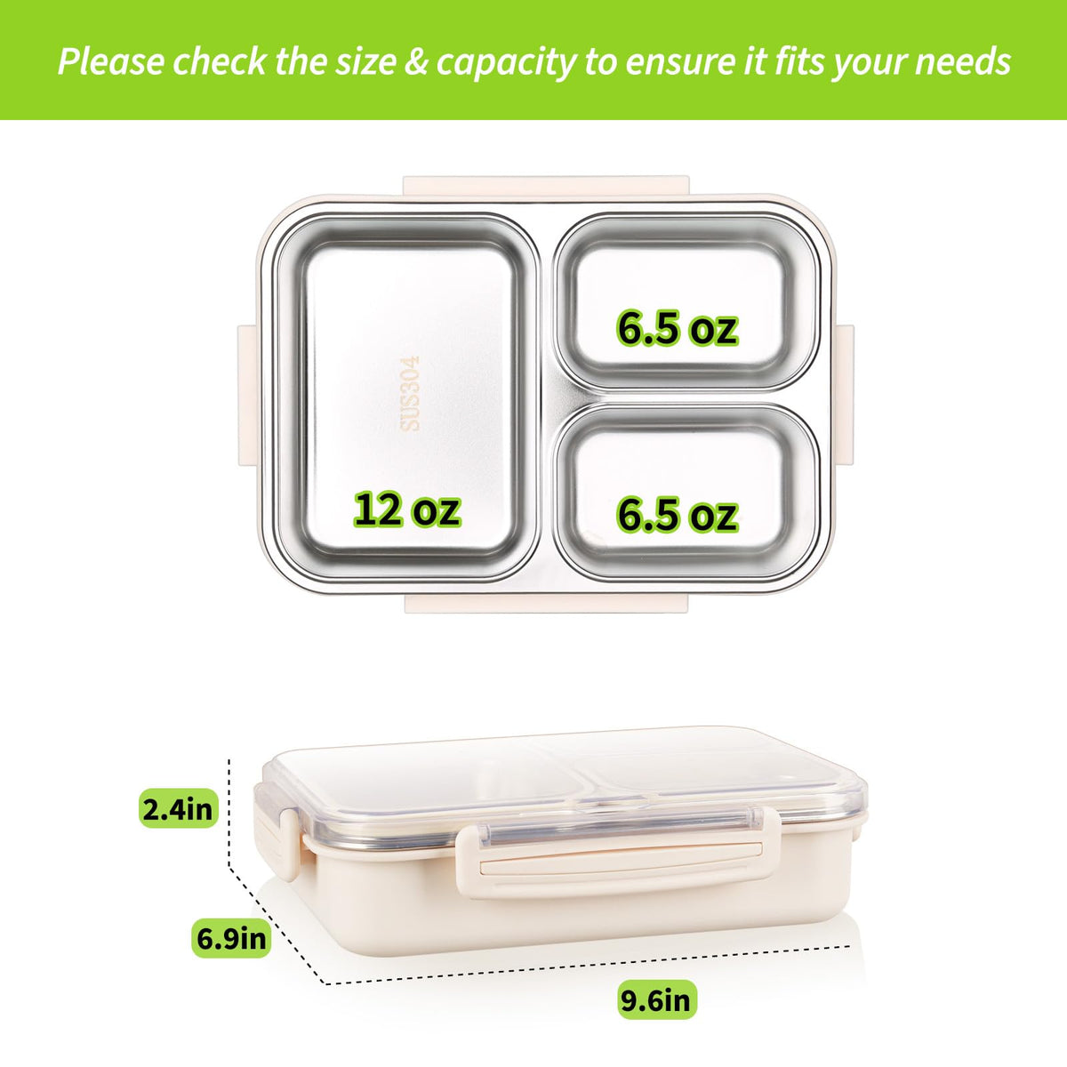 PTYTIFY Bento Box with three compartments for organized meals on the go.