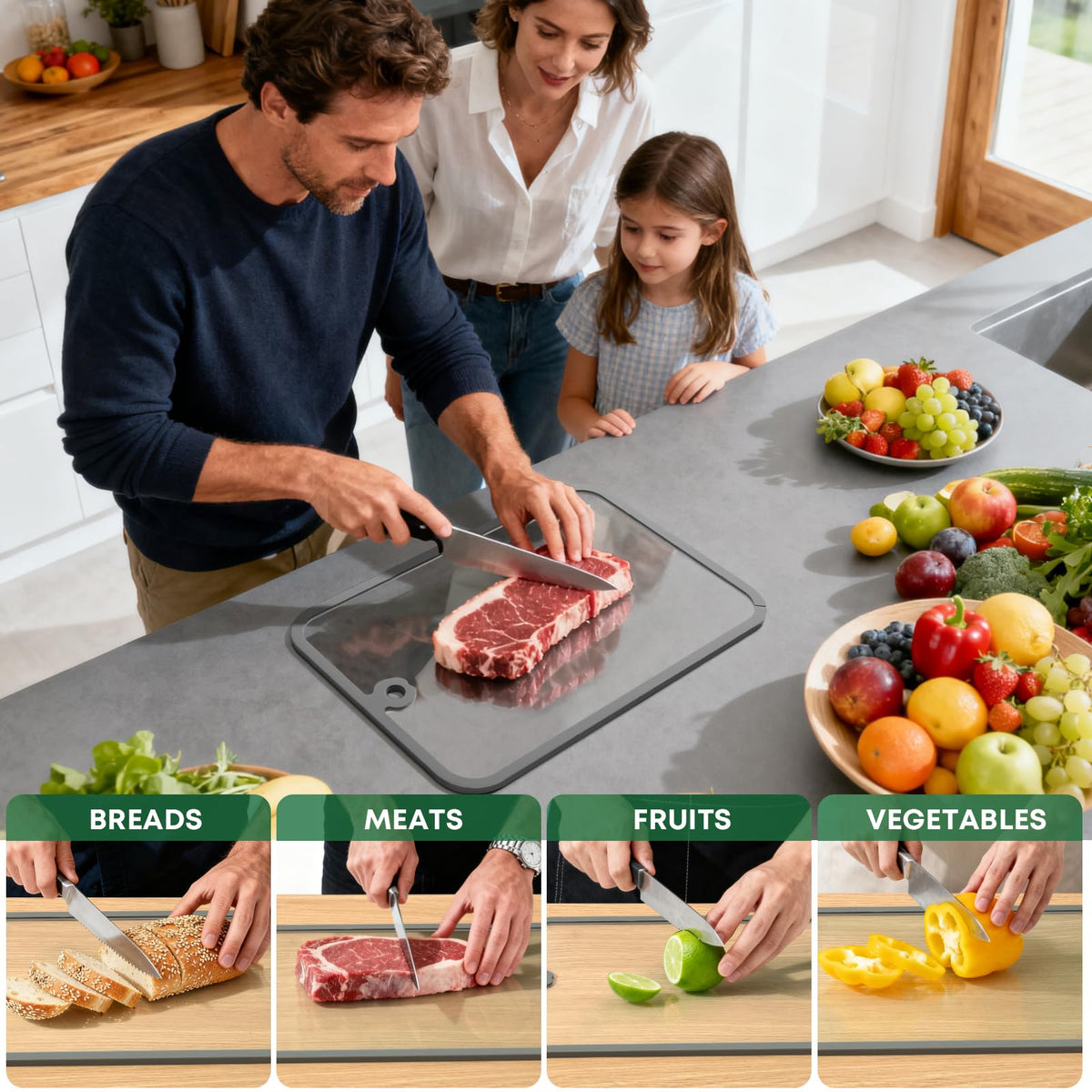 PTYTIFY clear cutting board used as a stylish serving tray