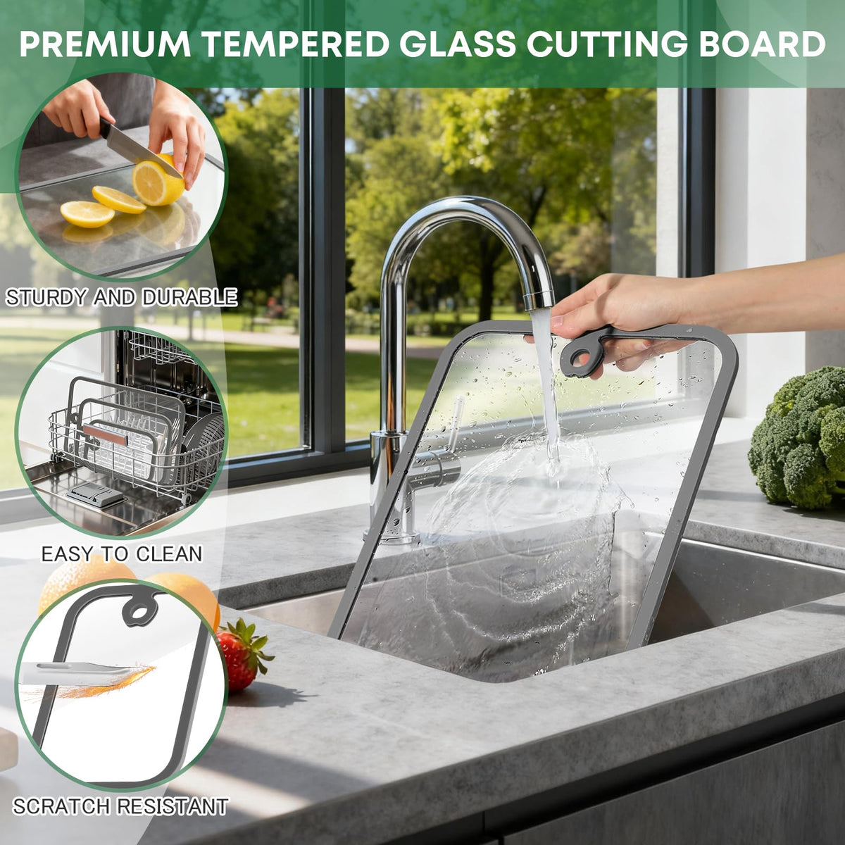 PTYTIFY cutting board with handle for easy carrying and maneuvering