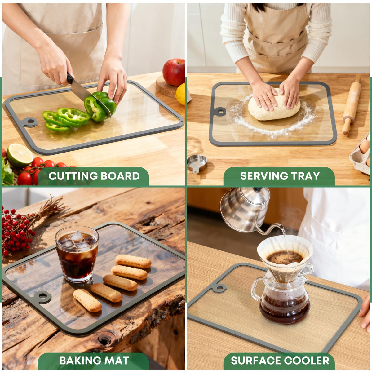 PTYTIFY cutting board with hanging hole for space-saving storage