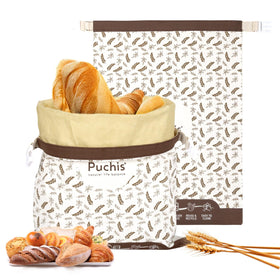 PUCHIS beeswax bread bags front view for fresh bread storage.