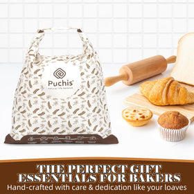 PUCHIS beeswax bread bags close-up pattern detail shows elegant design.