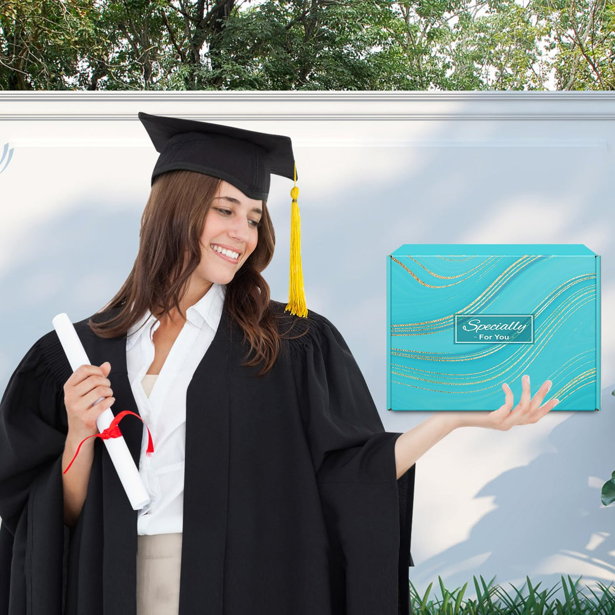 Puchod graduation card and gift box for polished presentation