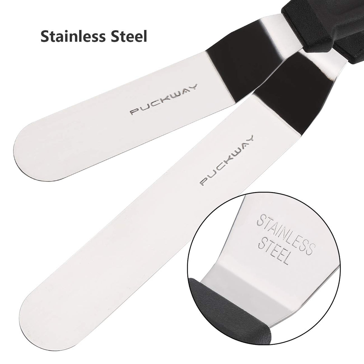 PUCKWAY stainless steel offset spatula handle for comfortable grip during decorating