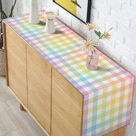 Pudodo Easter buffalo plaid table runner on kitchen decor brightens table styling.