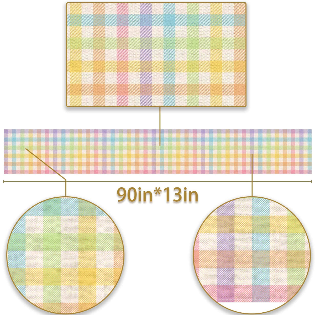 Pudodo Easter buffalo plaid table runner close-up linen texture adds rustic charm.