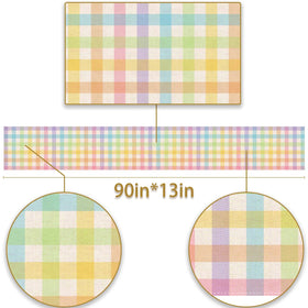 Pudodo Easter buffalo plaid table runner close-up linen texture adds rustic charm.