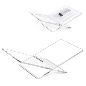 PUERSI acrylic book stand with clear display showcasing a floating, gallery-style book