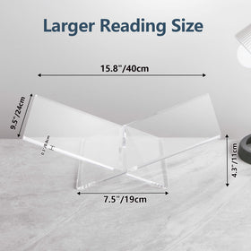 PUERSI acrylic book stand features strong, stable build to support heavy volumes safely